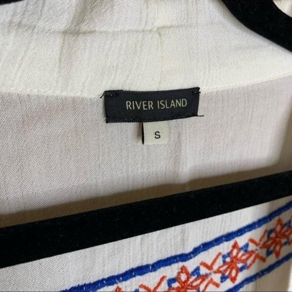 River Island White Gauzey Embroidered Kimono XS - Picture 8 of 11